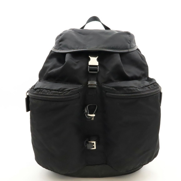 Prada Nylon Leather Backpack Black - Picture 1 of 9